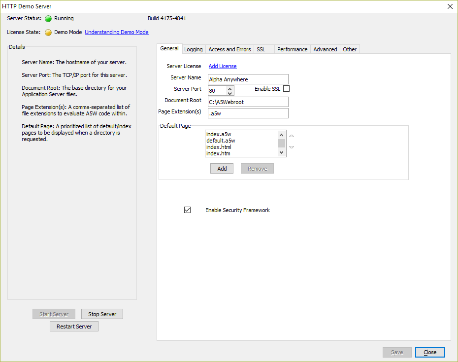 Server Settings